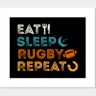 Eat Sleep Rugby Repeat Posters and Art